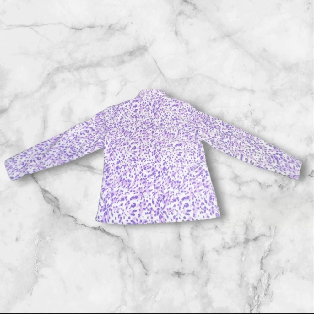 Eddie Bauer Girls Purple Leopard Fleece Zip Jacket size 7 - Picture 3 of 5